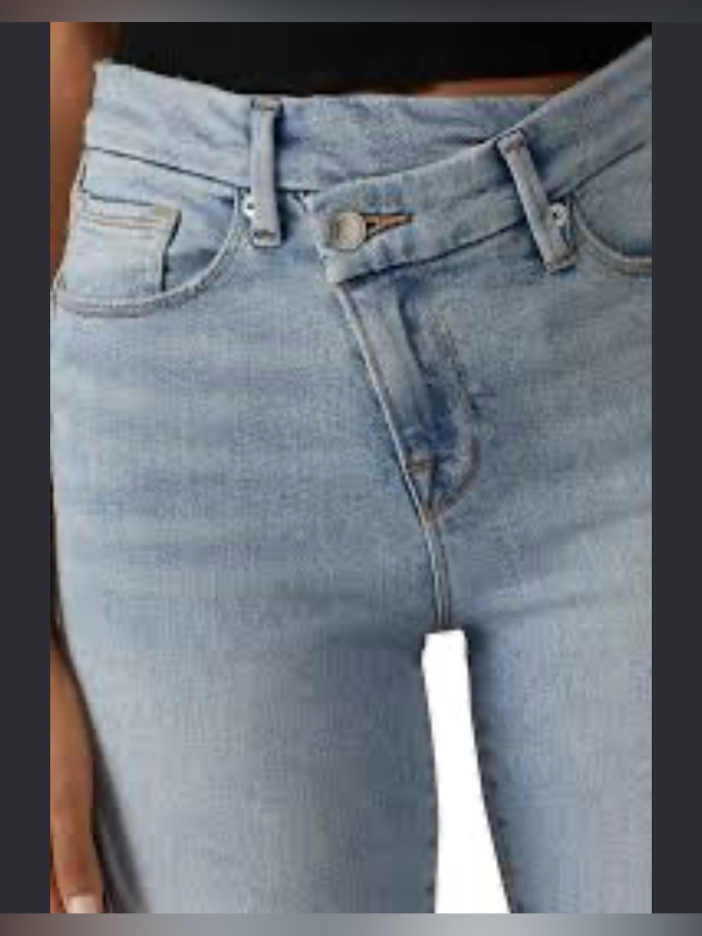 Good American Good Curve Crossover Stretch Light Wash Jeans